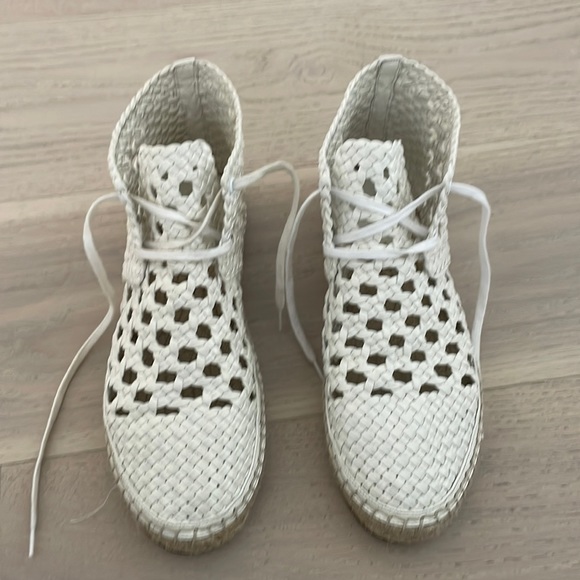 Celine Shoes - Celine white leather Rattan Espadrilles
